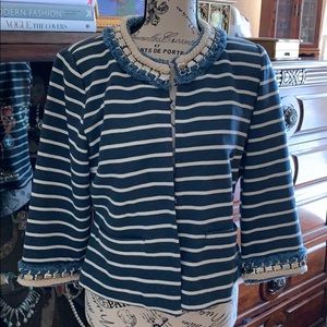 Boston Proper Blue and White Striped Blazer